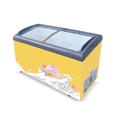 中国 Single-temperature savings electricity ice cream freezer storage air cooling refrigerator with glass door 販売のため