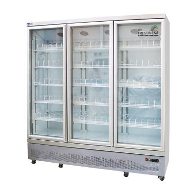 中国 Single-temperature Factory Outlet Air Cooling 1500L Large Display Freezer Fridge Glass Faster Door 販売のため