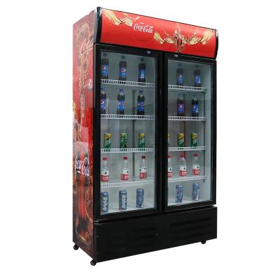 中国 Good Quality Single-temperature Glass Door Upright Refrigerator Freezer Double Door Cold Drink Fridge 販売のため