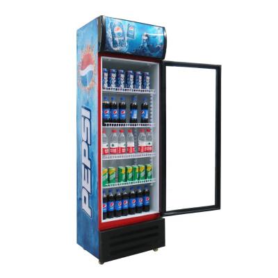 China Single-temperature Vertical Glass Door Refrigerator Hot Sale 279L Freezer Direct Cooling Cold Drinks Refrigerator Te koop