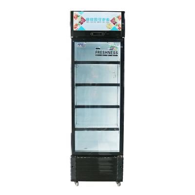 China Single-temperature Freezer 327L Display Hot Selling Direct Cooling Vertical Used Cold Drink Fridge Single Door en venta