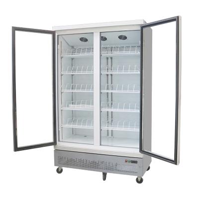 China Single-temperature 1000L factory outlet air cooling soft drink display refrigerator with brand compressor for sale