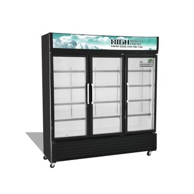 China Single-temperature Upright Freezer Air Cooled Glass Water Cooler Fridge Door Display Fridge For Supermarket for sale