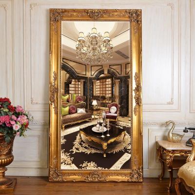 China Wholesale Classic Fit Large Size Antique Wood Floor Stand Dressing Mirror for sale