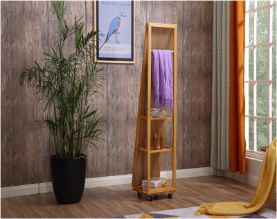 China wholesale Bathroom Storage Floor Mirror Wooden Creative Rotating Free Standing for sale