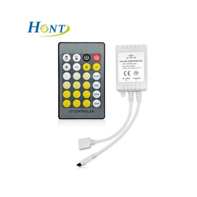 China DC 12-24V Two Color Temperature 2.4G IR 24 Led Strip Lighting TDC Dual Socket Controller LED Warm White Head Light Strip Remote Control Dimmer for sale