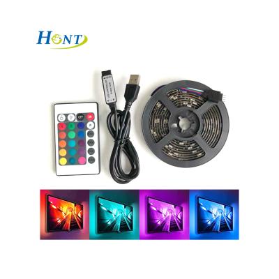 China Atmosphere decoration 60LEDs/m 5V USB RGB flexible 5050 led strip light with 24 key IR remote control for TV background atmosphere decoration for sale