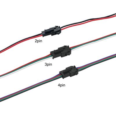 China LED 3pin 4pin male connector extension female SM to plug-in cable for RGB LED strip light for sale