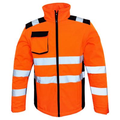 China Warm Men's Workwear Uniforms Hivis Sale Workwear Sleeve Safety Jackets Windproof Softshell Detachable Reflective Jacket Men's Softshell Jackets for sale