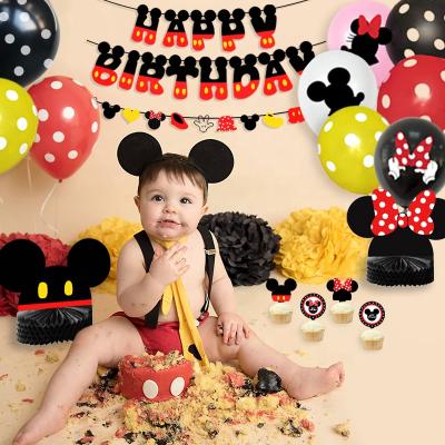 China Indoor Cake Topper Kids Birthday Party Supplies Nicro Mouse Theme Party Decoration Door Sign Photo Honeycomb Banner Balloon Balloon for sale