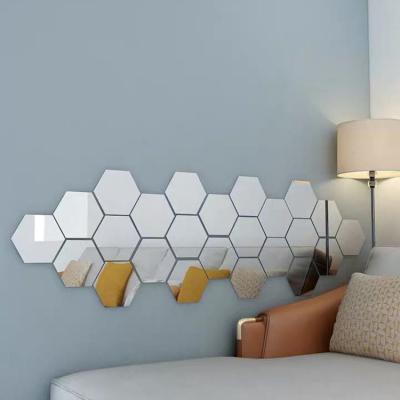 China China Nicro Hexagon 3D Mirror DIY Wall Stickers Home Background Wall Decoration Acrylic Geometric Stickers for sale