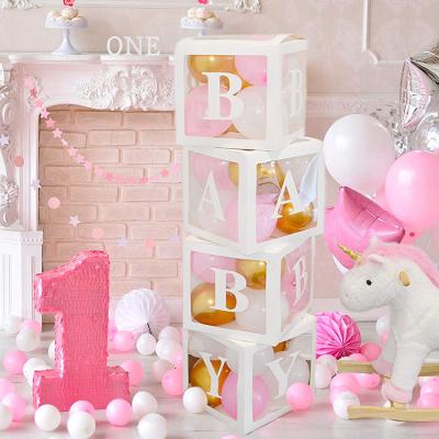 China Indoor Custom Nicro Letters Happy Birthday Party Balloons Boxes Baby Shower Transparencies Balloon Box Party Decoration Set for sale