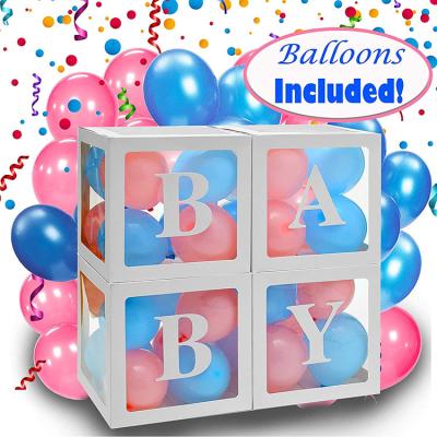 China 4pcs Nicro Balloon Box Girl's Baby Shower Indoor Custom Clear Birthday Personalized Letter Latex Balloon Box for sale