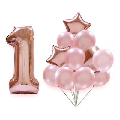 China Nicro Birthday Anniversary Engagement Wedding Party Rose Gold Indoor Decorations Set of 40 Inch Number Balloons for sale