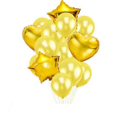 China Free Balloon 14pcs China Nicro City Gold Star Heart Shape Foil Latex Balloons Wholesale China Party for sale