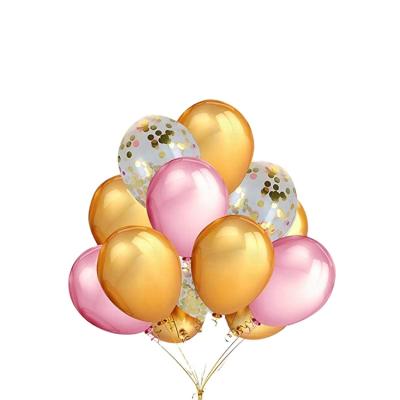 China China Nicro Wholesale 12pcs Gold Birthday Latex Balloons Confetti Wedding Party Decoration Pink Balloon for sale