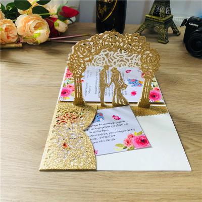 China China Nicro Custom Wedding Party Supplies DIY Laser Cut 3D Wedding Boda Paper Invitation Pop Up Birthday Wedding Cards for sale