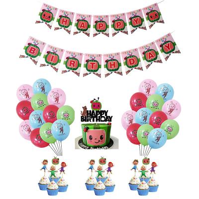 China Nicro Cocomelon Theme Party Decoration Indoor Cake Topper Balloon Happy Birthday Banner for Kids Birthday Party Supplies Bundles for sale