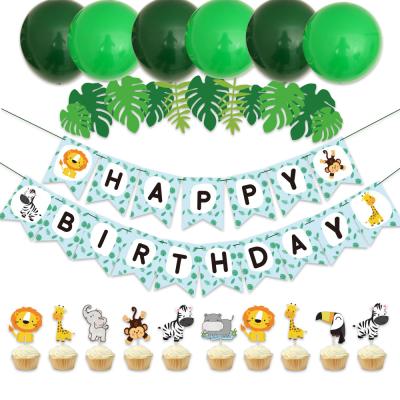 China Nicro's Indoor Jungle Safari Animal Theme Party Decoration Set Banner Latex Balloon Cake Topper Party Supplies for sale