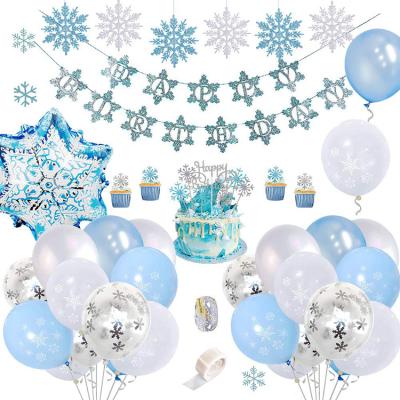 China Blue White FROZEN SNOWFLAKE Nicro Birthday Baby Shower Girl Princess Frozen Snowflake Party Decorations Supplies for sale