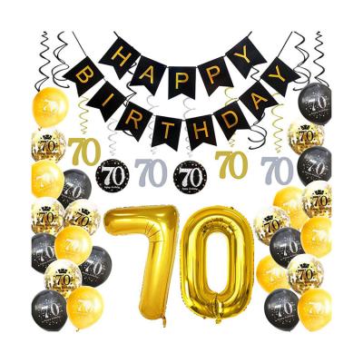 China Indoor Nicro 42 Pcs Number 30th Fortieth Fiftieth 75 Selectable Seventieth Adult Birthday Party Decoration Set Supplies for sale