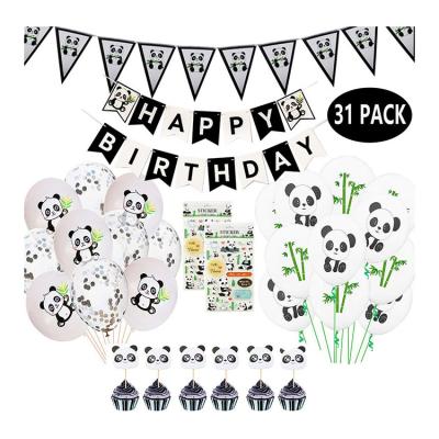 China Nicro Panda Banner Balloon Cake Topper Stickers For Kids Birthday Home Party Decoration Panda Theme Party Supplies Panda for sale