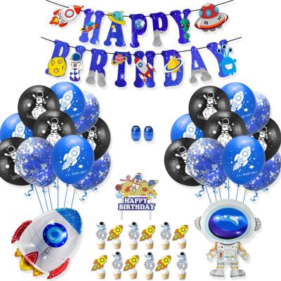 China Indoor Nicro Space Party Decorations Space Balloon Banner Cake Topper Confetti Balloons Baby Boy Kids Birthday Party Supplies for sale