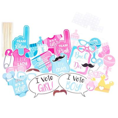 China Indoor Nicro Gender Reveal Games Party Poster Stickers Photo Booth Props Voting Set for sale