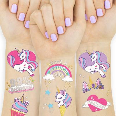 China New Birthday Decoration Nicro Products Party Decoration Rainbow Kid Glitter Tattoos Stickers Unicorn Party Favors for sale