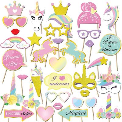 China Nicro's Indoor Rainbow Birthday Party Supplies Unicorn Photo Booth Props Decorations for sale