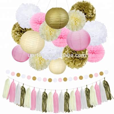 China Nicro Europe Tassel Garland Honeycomb Ball Tsusue Paper Pompom Wedding Wall Hanging Background Decoration Tsue Paper Pom Pom for sale