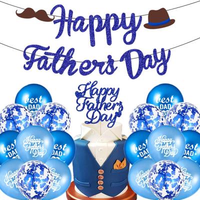 China Happy Europe Blue Glitter Father's Day Banner Grandpa Balloons Grandpa Photo Booth Backdrop Bunting Banner Europe Nicro for sale