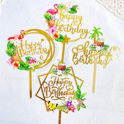 China China Nicro Hawaii Theme Birthday Party Supplies Happy Birthday Acrylic Cake Topper Birthday Decoration Acrylic Cake Topper Clear for sale