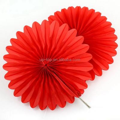 China Custom Red Home Decorations Wall Hanging Paper Wedding Party Size Nicro Artificial Flower Wholesale Paper Fan for sale