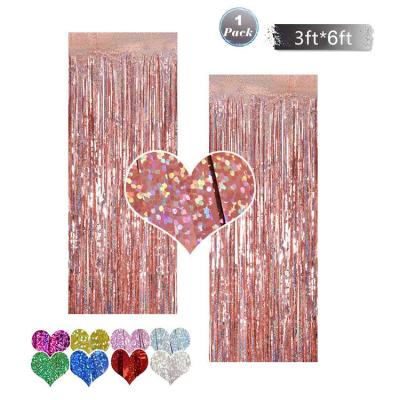 China Nicro 3*6FT Indoor Laser Rain Backdrop Curtain Wedding Wedding Tinsel Fringe Metallic Party Foil Decoration Curtain for sale