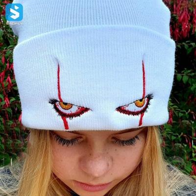 China Character Kids Knitted Hat Scary Man Hallowe Eyes Skull Cap Luxury Acrylic Hats For Baby for sale