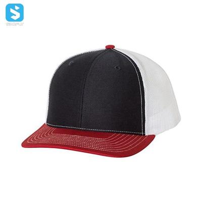 China Bulk High Quality 6 Panel Mesh Cap Leather Snapback Trucker Hat Wholesale Custom Logo COMMON for sale