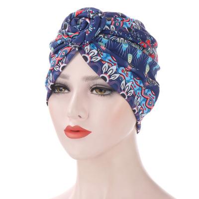 China Picture Fashion Snail Turban Milk Silk Woman Turban Muslim Hijab Hat With Print Pattern for sale