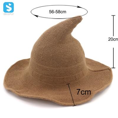 China Character Halloween Wide Brim Wool Bucket Hat Cotton Yarn Party Hats Women Cosplay Fancy Felt Christmas Party Hat for sale