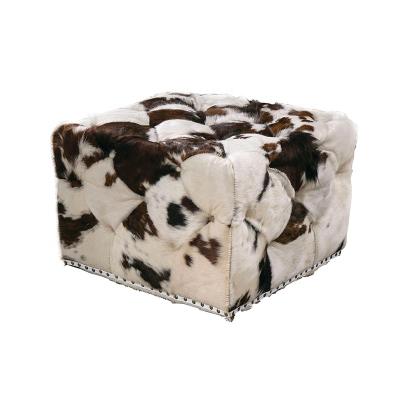 China Guangdong Factory Modern Extendable Living Room Furniture Cowhide Lounge Chair and Ottoman Ottoman Stool for sale