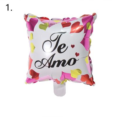 China Funny 10 Inch Valentine's Day Valentine's Day Te Amo Happy Birthday Square Foil Balloon Spanish Foil Balloon Party for sale