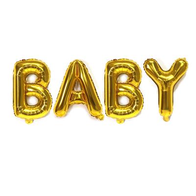 China 16inch Self-Sealing Rose Gold Color Baby Shower Letter Set Baby Birthday Decoration Silver Foil Balloon for sale