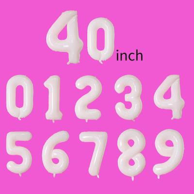 China 40 Inch White Number Foil Balloon Party Decoration Colorful Big Digit Foil Foil Elephant for sale