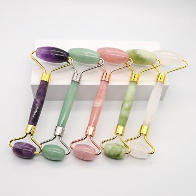 China Whitening Crystal Clear Quartz Face Roller Rose Stone Green Quartz Jade Roller Massage Roll for sale