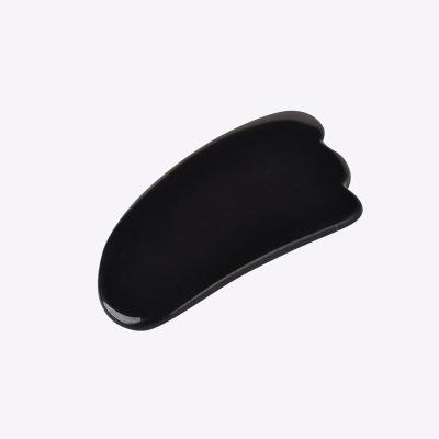 China Natural Black Guasha Board Triangle-Shape Face Obsidian Traditional Scraper Tool For Body Spa Skin for sale