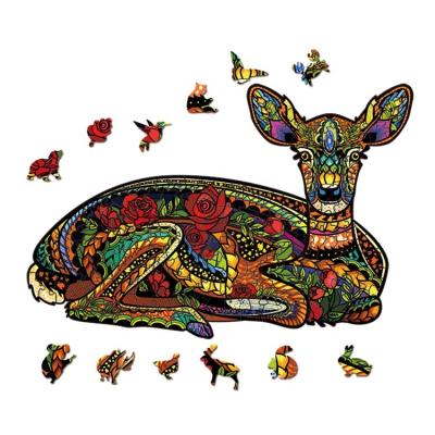 China Wooden Animal Jigsaw Puzzle Children Toy Professional Design Family Parent Cartoon Game Shape Jigsaw Puzzles for sale