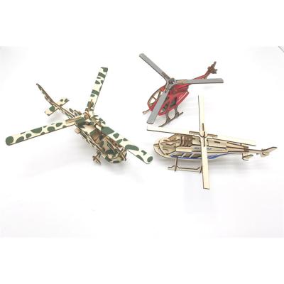 China Wooden Cartoon Toy High Quality 3D Craft Airplane Educational DIY Toy For Kids Handmade Model for sale