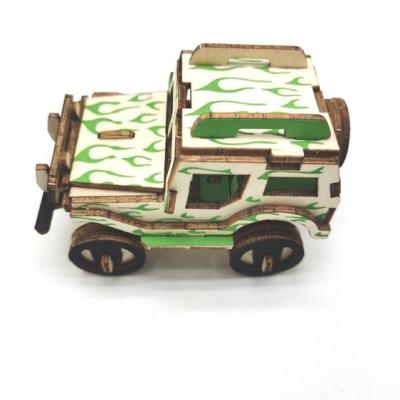 China Hot Selling Custom 3d Cartoon Toy Truck Model Creative Wooden Toy Wood Jigsaw Puzzle for sale