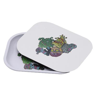 China Custom Metal Tin Plain Rolling Tray Smoke Weed Rolling Tray Set Wholesale With Cover 18*14cm for sale