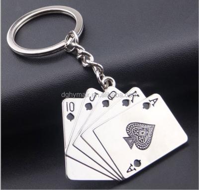 China Souvenir Casino Souvenir Poker Shaped Card Custom Metal Key Chain for sale